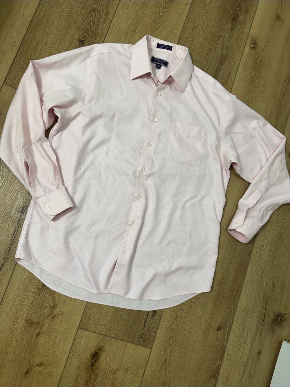 Stafford Men's Pink Long-Sleeve Dress Shirt - Classic Point Collar